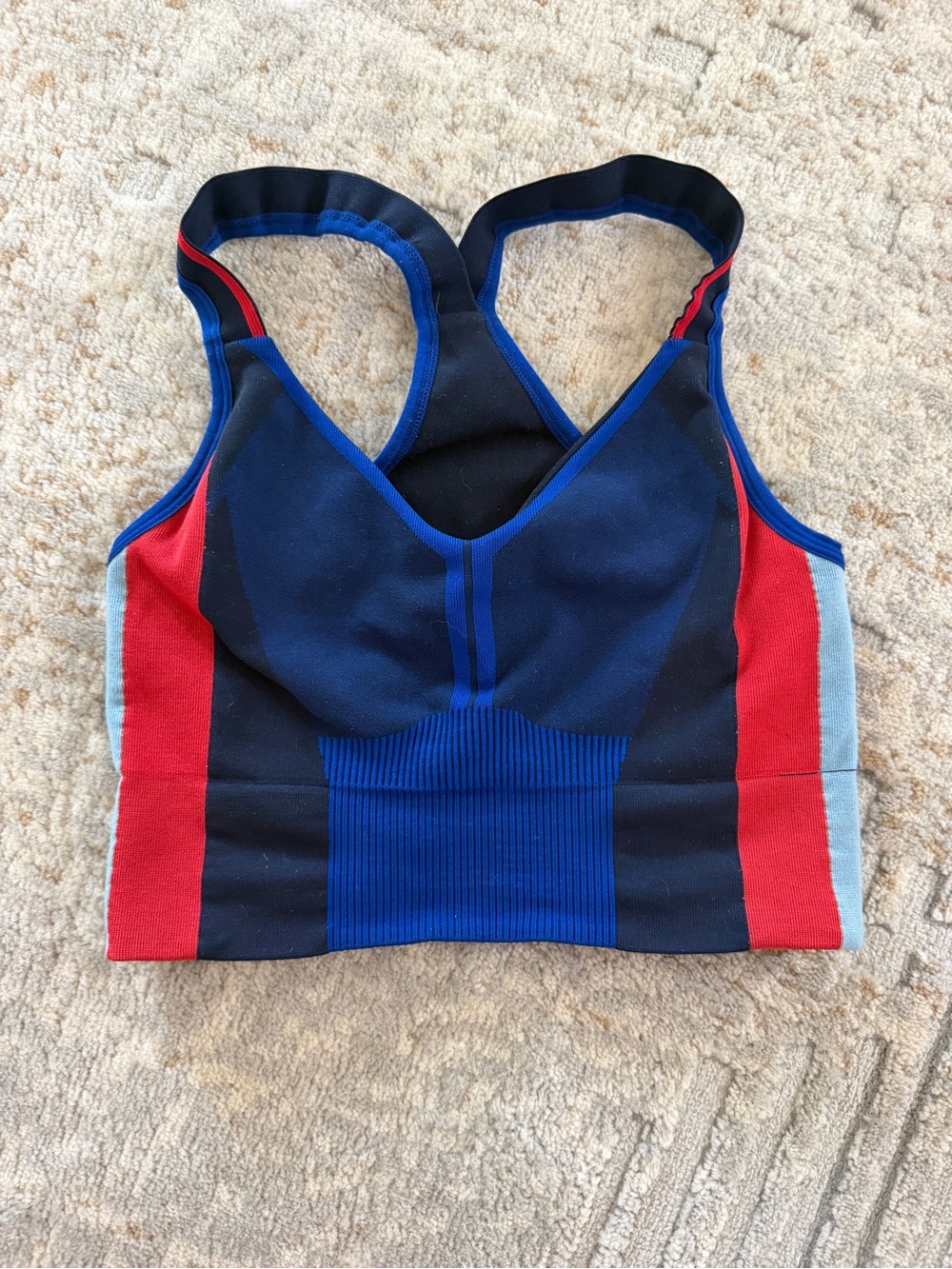 Colorblock Racerback Bikini Top in Navy, Red & Light Blue